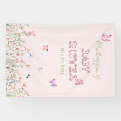 Wildflower Girl Baby Shower Bloem Foto Achtergrond Spandoek (Horizontaal)