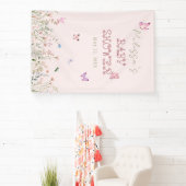 Wildflower Girl Baby Shower Bloem Foto Achtergrond Spandoek (Insitu)