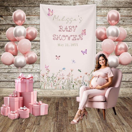 Wildflower Girl Baby Shower Bloem Foto Achtergrond Spandoek