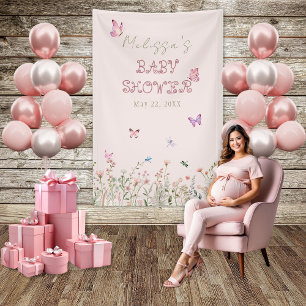 Wildflower Girl Baby Shower Bloem Fotobehang Spandoek