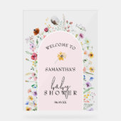 Wildflower Girl Baby shower Welkom Acryl Bord (Voorkant)