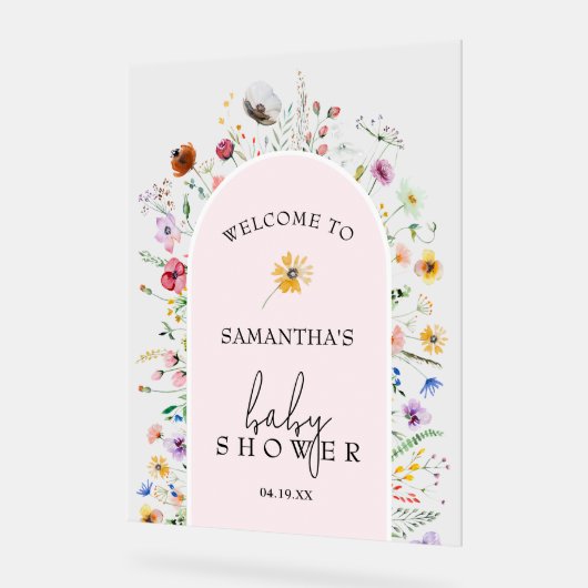 Wildflower Girl Baby shower Welkom Acryl Bord (Hoek)