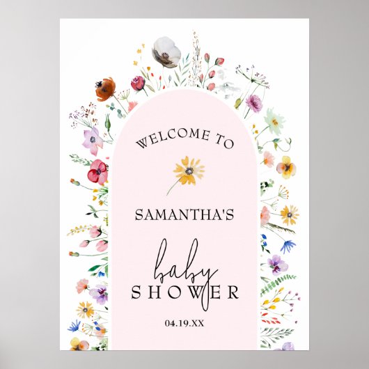 Wildflower Girl Baby shower Welkom Poster (Voorkant)
