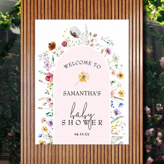 Wildflower Girl Baby shower Welkom Poster