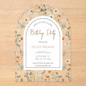 Wildflower girly Verjaardagsfeest Acryl Uitnodigingen (Voorkant)