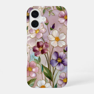 Wildflower Glas-in-lood Hoesje Pastelkleurig Bloem iPhone 16 Hoesje
