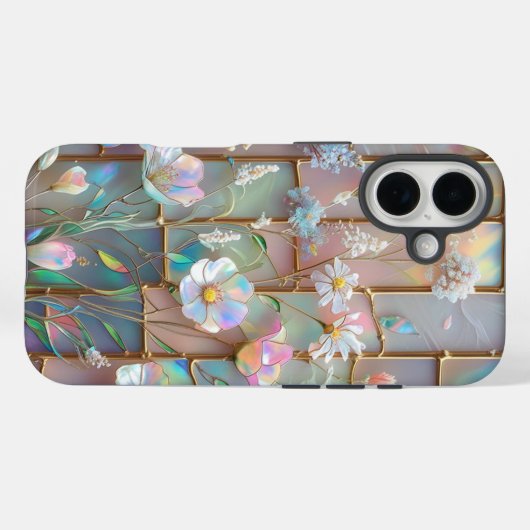 Wildflower Glas in lood iPhone Case (Achterkant (horizontaal))