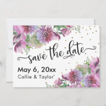 Wildflower Gold Confetti Typografie Save the Date