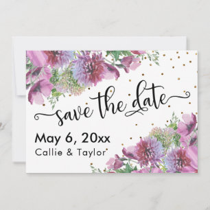 Wildflower Gold Confetti Typografie Save the Date