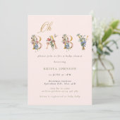  Wildflower Gold en Blush Baby shower Kaart (Staand voorkant)