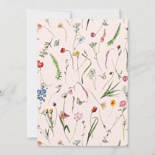  Wildflower Gold en Blush Baby shower Kaart (Achterkant)