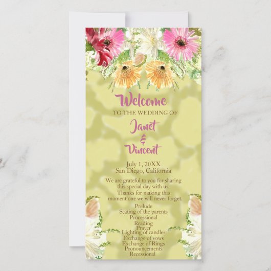 Wildflower Gold huwelijksceremonie programma (Voorkant)