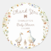 Wildflower Goose Family Baby shower Dank u Ronde Sticker (Voorkant)