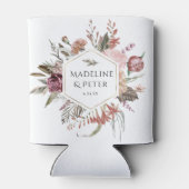 Wildflower Goud Bruiloft Paar Namen Blikjeskoeler (Achterkant)