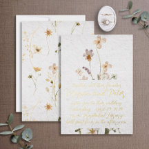 Wildflower Goud Folie Kalligrafie Fijne Kunststijl