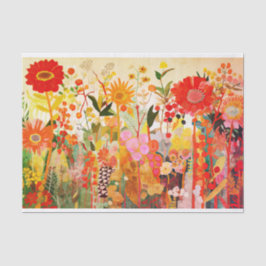 Wildflower Goud Sinaasappel Abstract Schilderen De Tissuepapier