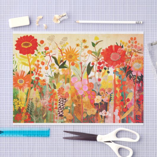 Wildflower Goud Sinaasappel Abstract Schilderen De Tissuepapier (Craft)