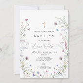 Wildflower gouden kruis doop kaart (Voorkant)