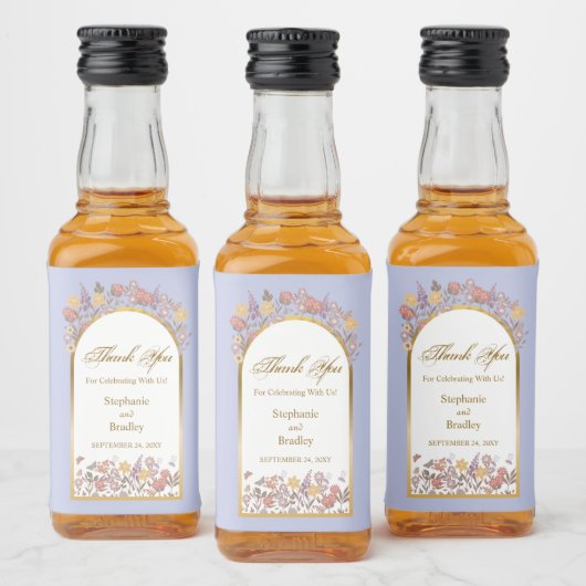 Wildflower Gouden Lavendel Elegante Moderne Bruilo Likeurfles Etiket (Flessen)