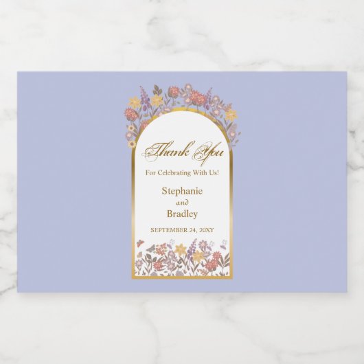 Wildflower Gouden Lavendel Elegante Moderne Bruilo Likeurfles Etiket (Enkel label)