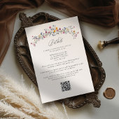 Wildflower Grace Elegant QR Code Wedding Details Informatiekaartje