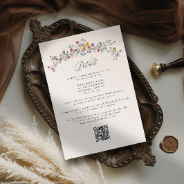 Wildflower Grace Elegant QR Code Wedding Details Informatiekaartje