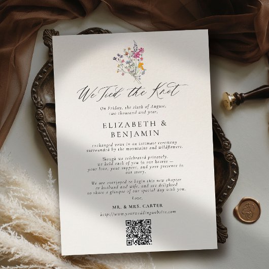Wildflower Grace Elopement Wedding Announcement Kaart