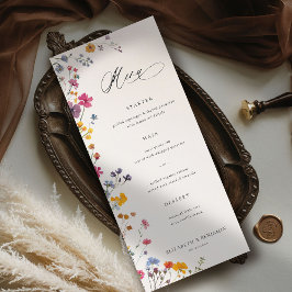 Wildflower Grace Modern Floral Elegant Wedding Menu