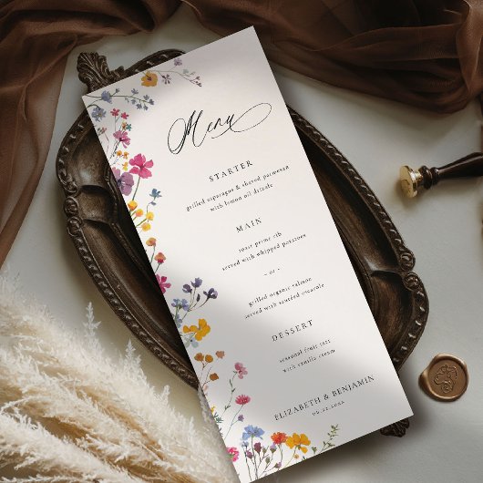Wildflower Grace Modern Floral Elegant Wedding Menu