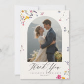 Wildflower Grace Modern Watercolor Arch Wedding Bedankkaart (Voorkant)