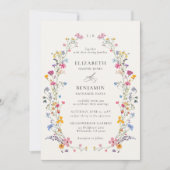 Wildflower Grace Romantic Garden Elegant Wedding Kaart (Voorkant)