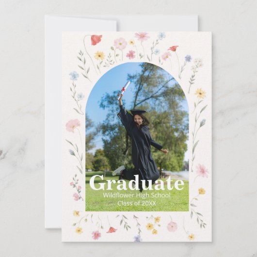 Wildflower graduation invitation kaart (Voorkant)