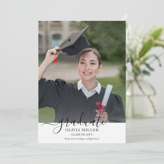 Wildflower Graduation Party Foto Aankondiging (Staand voorkant)