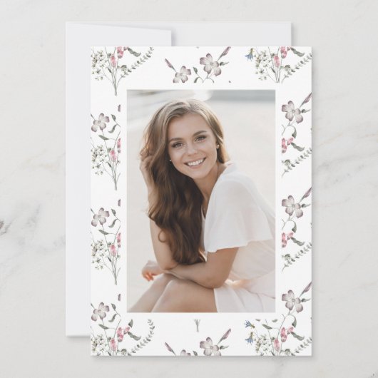 Wildflower Graduation Party Kaart (Achterkant)