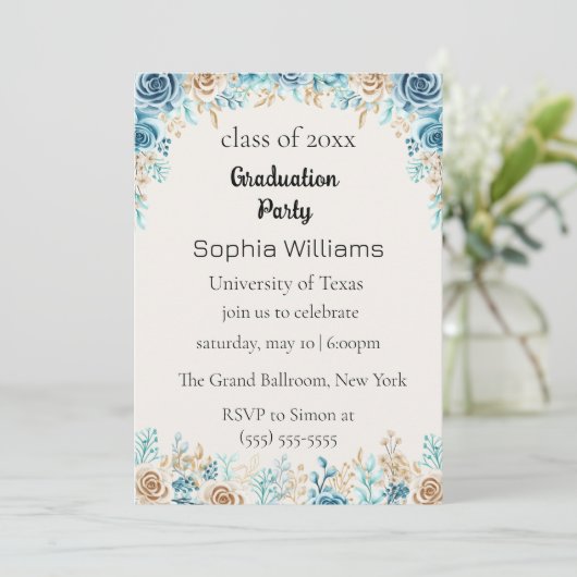 Wildflower Graduation Party Uitnodiging (Staand voorkant)