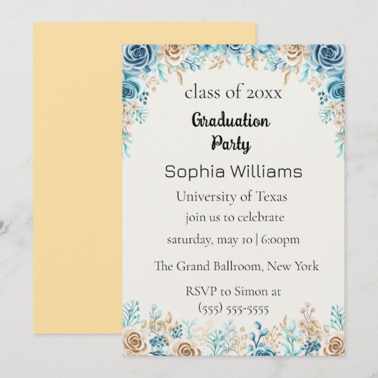 Wildflower Graduation Party Uitnodiging (Voorkant / Achterkant)