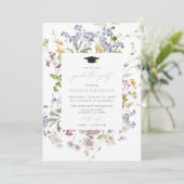 Wildflower Graduation Party Uitnodiging grillig (Staand voorkant)