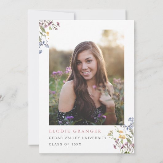 Wildflower Graduation Party Uitnodiging grillig (Achterkant)