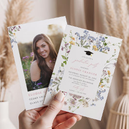Wildflower Graduation Party Uitnodiging grillig