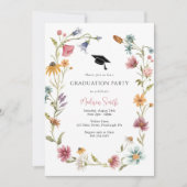 Wildflower Graduation Party Uitnodiging met Foto (Voorkant)