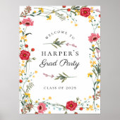 Wildflower Graduation Party Welkomstbord Poster (Voorkant)