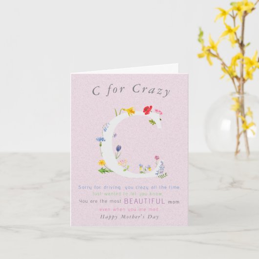 Wildflower Grappig Moederdag Kaart humor (Gele Bloem)