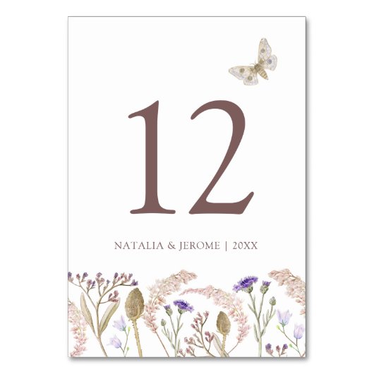 Wildflower gras waterverf herfst bruiloft kaart (Voorkant)