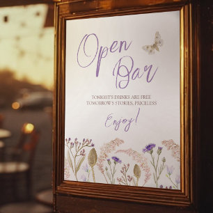 Wildflower gras waterverf herfst bruiloft Open Bar Perfect Poster