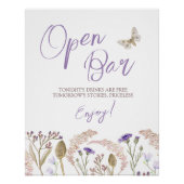 Wildflower gras waterverf herfst bruiloft Open Bar Perfect Poster (Voorkant)