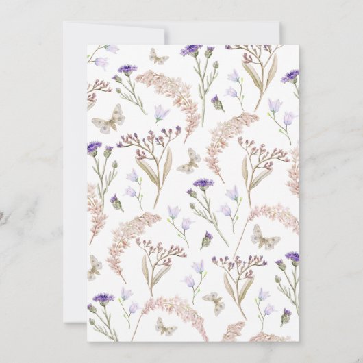Wildflower grassen waterverf herfst bruiloft kaart (Achterkant)