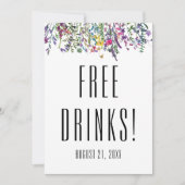 Wildflower Gratis Drinken Zwart Wit Bruiloft Save The Date (Voorkant)