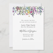 Wildflower Gratis Drinken Zwart Wit Bruiloft Save The Date (Achterkant)