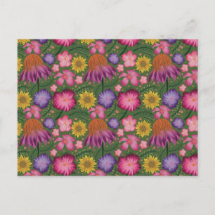 Wildflower Green Floral Pattern Briefkaart
