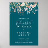 Wildflower Green Repetitie Diner Welkom Poster (Voorkant)